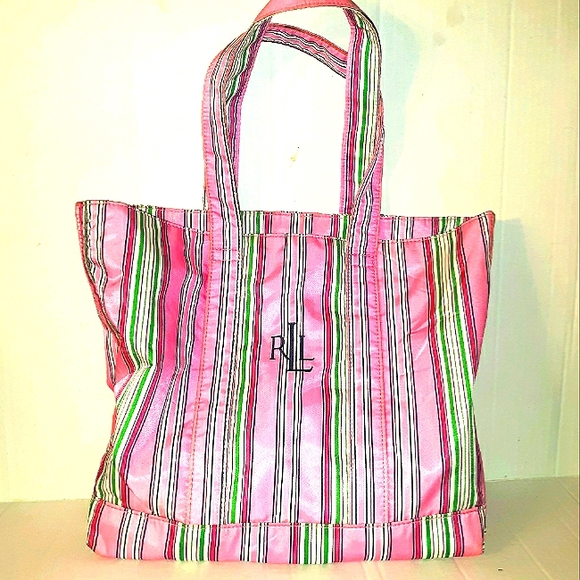 Beautiful Lauren Ralph Lauren Pink Stripe Shopper - Picture 12 of 16